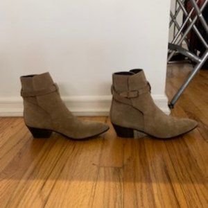 YSL 'West Jodhpur' Heeled Suede Ankle Boots - Size US 7/7.5 (EU 38)